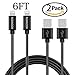 iPhone Charger, KOOWIEN 2Pack 6ft Extra Long 8pin Lightning Cable USB Charging Cord for iPhone 7/7 Plus/6s plus/6s/6 plus/6, se/5s/5c/5, iPad Air/Pro/Mini, iPod nano/touch (Black)