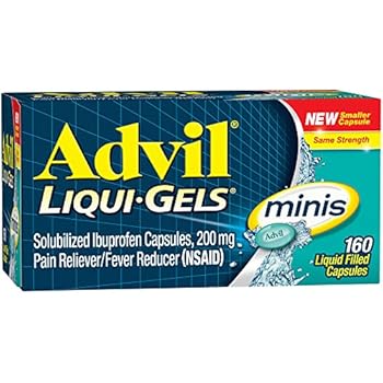 Advil Liqui-Gels Minis Pain Reliever / Fever Reducer Liquid Filled Capsule, 200mg Ibuprofen, Temporary Pain Relief (160 Count)