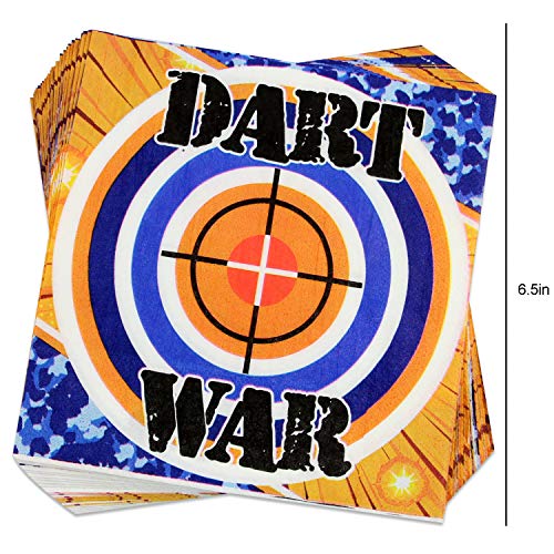 102 Piece Dart War Party Supplies Set Including Banner, Plates, Cups, Napkins, and Tablecloth, Serves 25