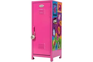 Schylling Girls Talk Pink Mini Locker - 11.25" Decorative Metal Storage Locker with 17 Mix-and-Match Magnets, Lock, and Keys - Ages 4-12