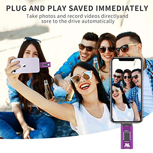 iOS Flash Drive for iPhone Photo Stick 256GB KEAINIKJ Memory Stick USB 3.0 Flash Drive Thumb Drive for iPhone iPad Android and Computers (purple-256gb) - Thumbnail 3