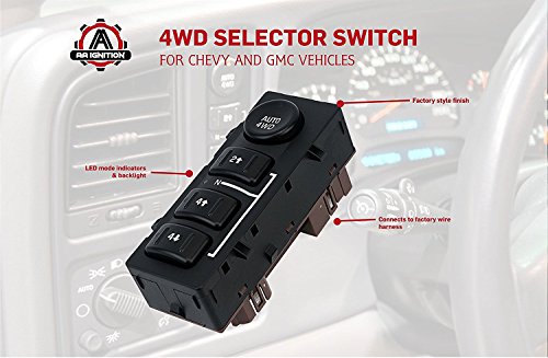 image for AA Ignition 4WD Switch 4x4 Transfer Case Button - Replaces 15136039, 1