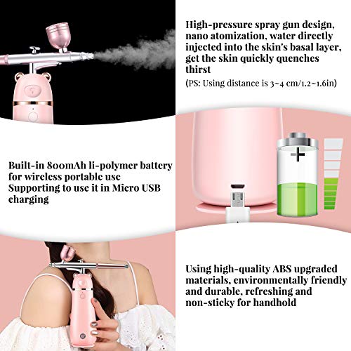EUPH Makeup Airbrush Set, Rechargeable Handhold Cordless Mini Multi-purpose Airbrush Compressor for Deep Moisturizing Face Spa Paint Salon Tattoo Nail Art Cake Decoration Coloring