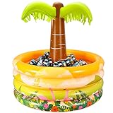 iBaseToy Palm Tree Inflatable Cooler - Tropical Hawaiian Luau Tiki Lei Summer Party Drink Coolers, Durable and Easy to Inflate, 36