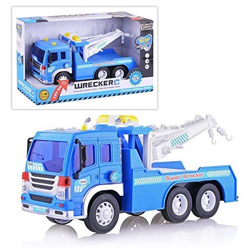 Friction Powered Wrecker Tow Truck 116 Toy Towing Vehicle with Lights