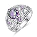 Veunora Silver Plated 8x8mm Created Rainbow Topaz Cubic Zirconia Filled Twisted Knot Hollow Women Ring Size 7