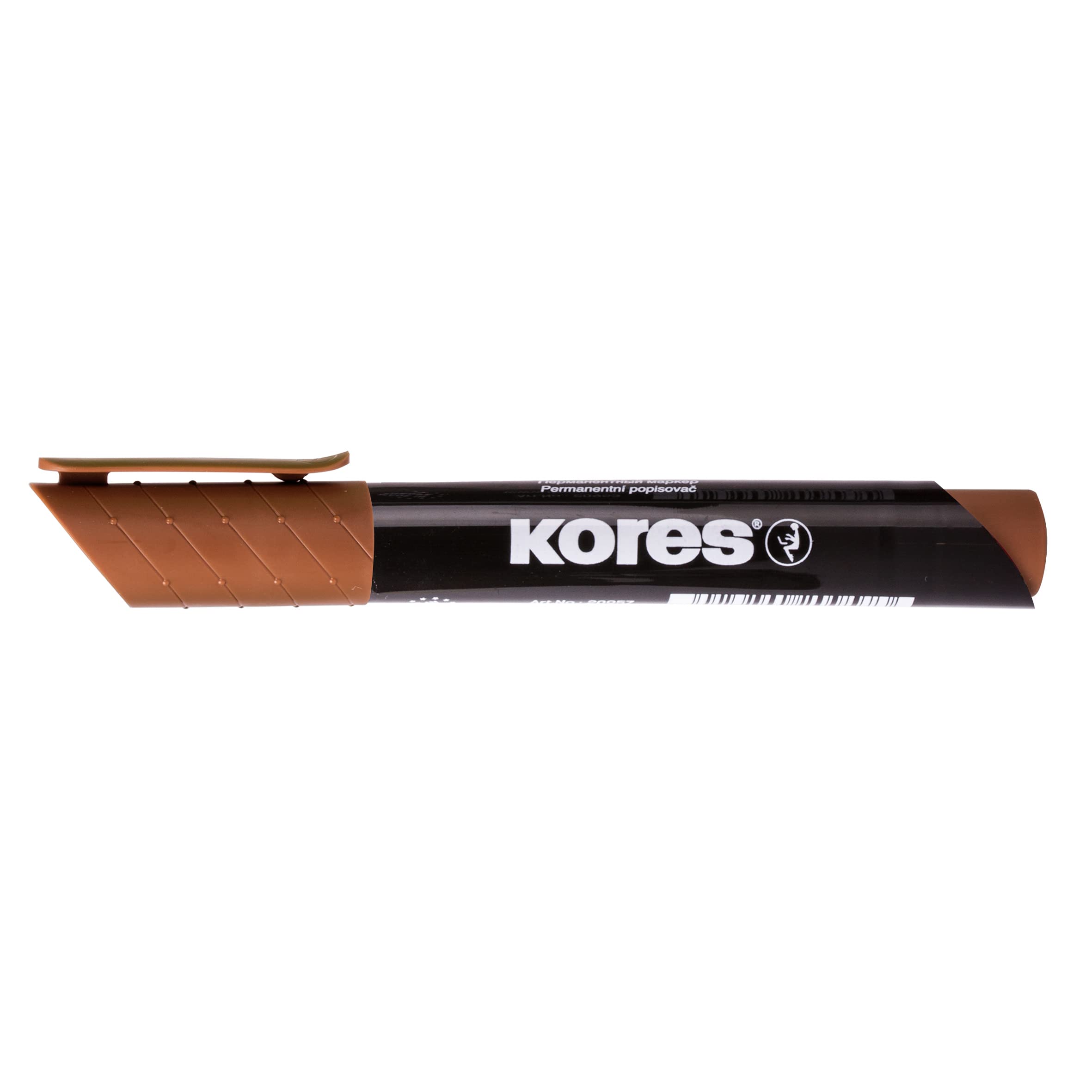 Kores - Brown Permanent Marker Pens - K-Marker XP2, Chisel Tip with Low-Odour Ink - Waterproof Marker Pens for All Surfaces - Back to School Supplies, Office Supplies - Pack of 12