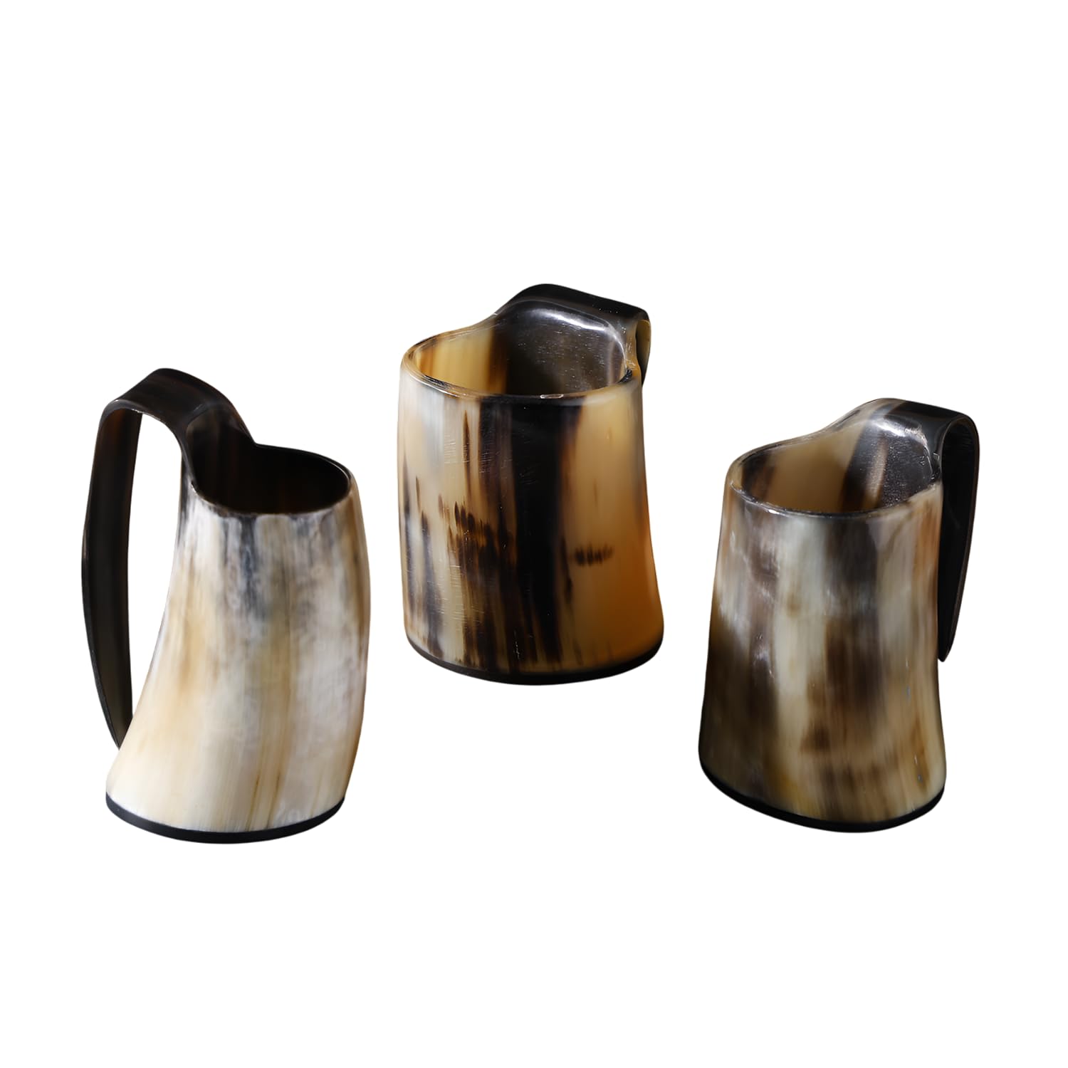 Handicrafts Home Handmade Viking Horn Whiskey Shot Glass Set – 6.5 oz Real Ox Horn Shot Glasses for Whiskey & Cocktails – Medieval Decor Gift Set for Men – Unique Bar Drink Glasses, Pack 3 — image 1