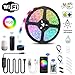 YUNLIGHTS 16.4ft LED Strip Lights with Remote/Smart Phone APP Cotrol 300 LED Strip Light Music Sync IP65 Waterproof LED Rope Lights with 12v UL Plug for Home Hotel Bar Christmas Outside Decorations