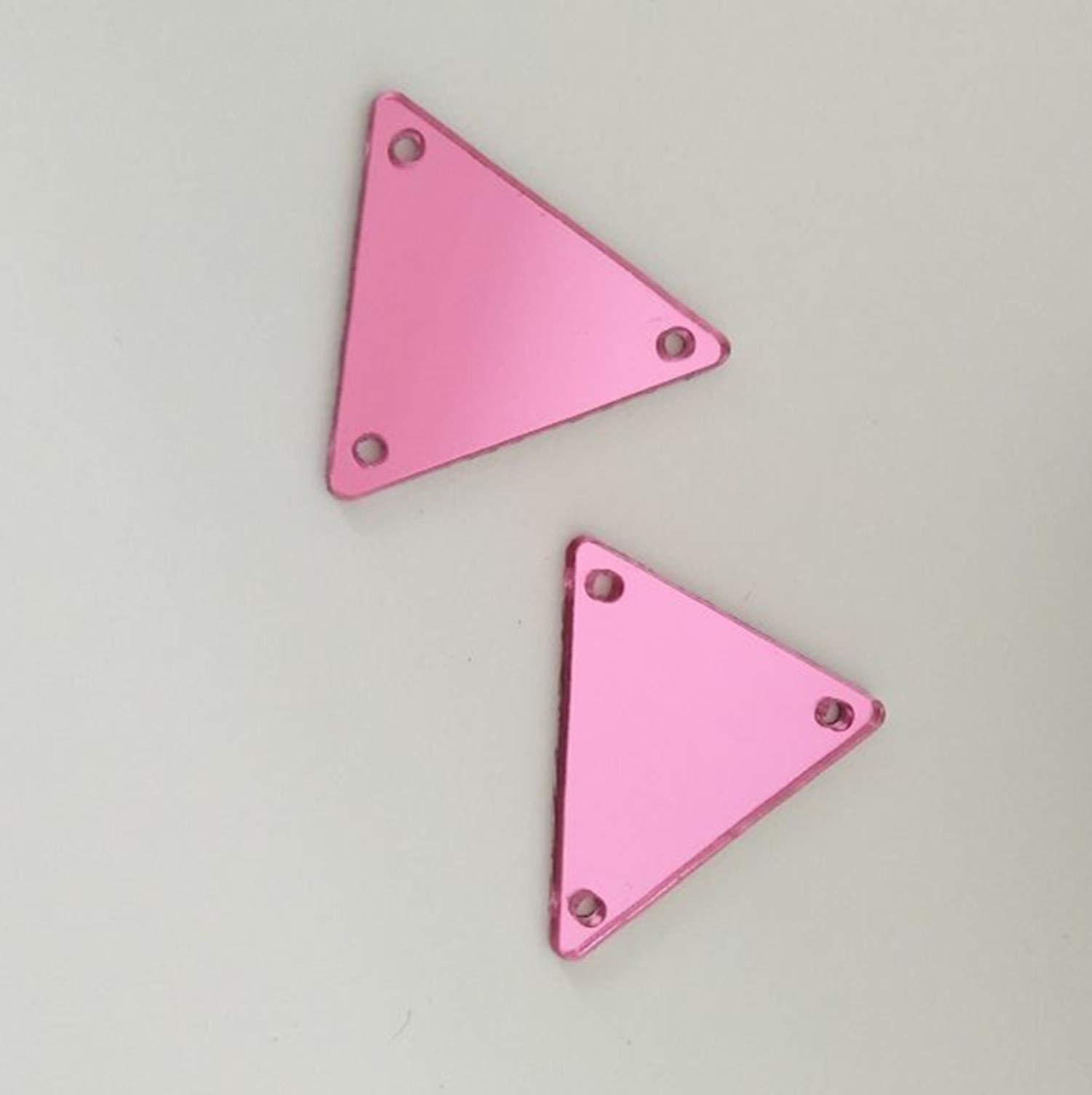 50PCS Sew On Triangle Mirror Piece, DIY Mirrored Rhinestones For Costume Evening Dresses Cloth Garment Decoration Accessory (Pink)
