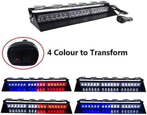18LED Emergency Light LED Lightbar Visor Light Vehicle Windshield Emergency Hazard Warning Strobe Beacon Deck Dash Lamp Red Blue White Changeable