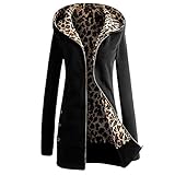 ELINKMALL Womens Warm Winter Hooded Leopard Coat Jacket Overcoat Outwear