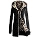 ELINKMALL Womens Warm Winter Hooded Leopard Coat Jacket Overcoat Outwear