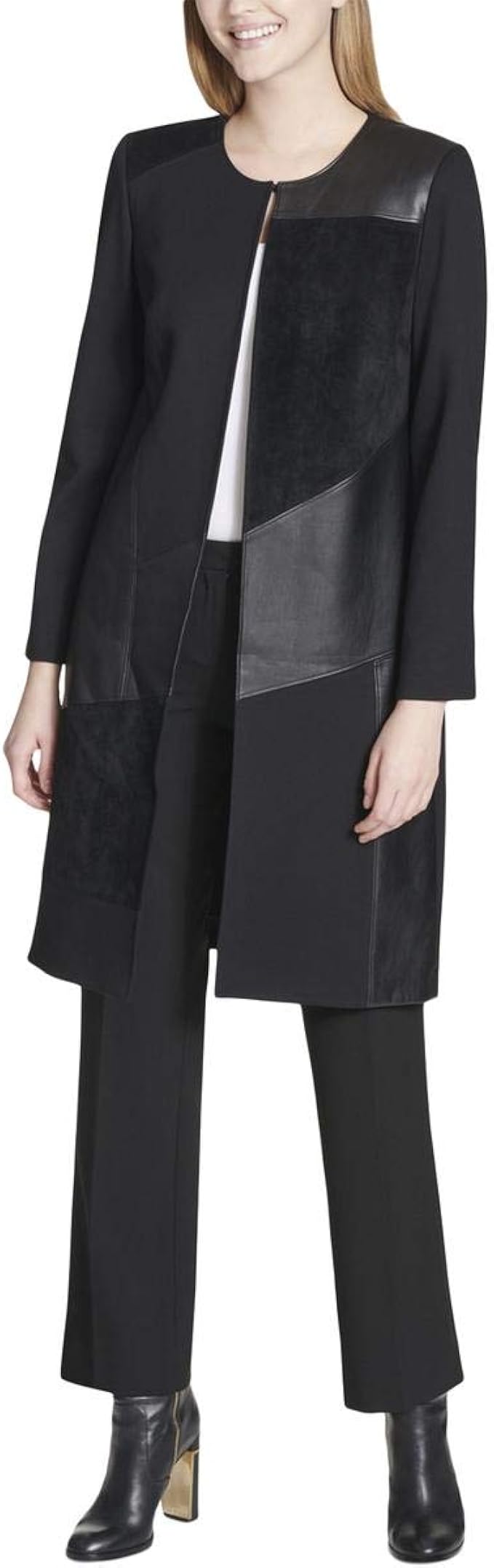 CALVIN KLEIN Women's Mixedmedia Open Front Topper Jacket