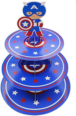 Betop House 3-Tire Captain America Themed Party Cupcake Dessert Stand