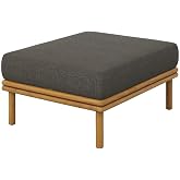 Modway Wren Teak Wood Outdoor Ottoman in Natural Flint Gray