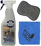 Bar Keeper's Friend Stainless Steel Cleaner and Polish Cleaning Kit - Includes Bar Keeper's Friend Stainless Steel Cleaner and Polish Spray - 1 Foxtrot Microfiber - 1 Foxtrot Dual Sided Scrub