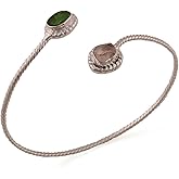 Natural Raw Chrome Diopside and Morganite Cuff Bracelet, Healing Crystal Cuff Bracelet, Bangle Bracelet, Rough Gemstone Bracelet, Jewelry For Woman (chrome-diopside and morganite)