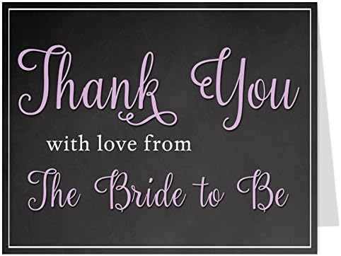 Bridal Shower, Thank You Cards, Purple, Chalkboard, Wedding, Future Mrs, Bride to Be, 50 Folding Notes with Envelopes, Soon to be Mrs, Lavender