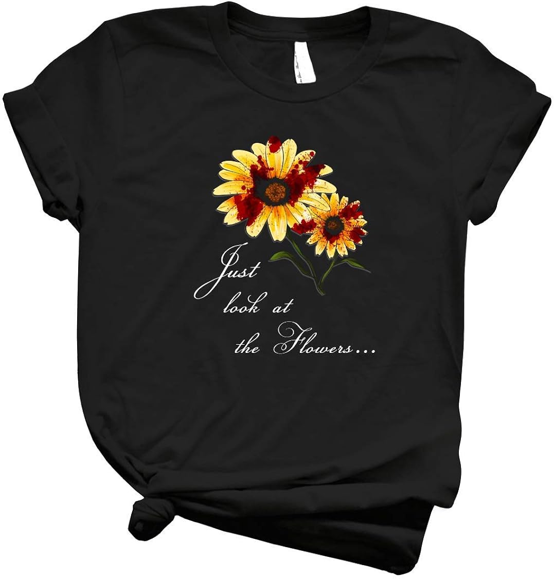 white shirt black flowers