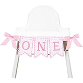 VitalCozy Pink Felt Coquette Bow One High Chair Banner for Girl First Birthday High Chair Banner Sweet One Bow 1st Birthday Decorations (Classic)