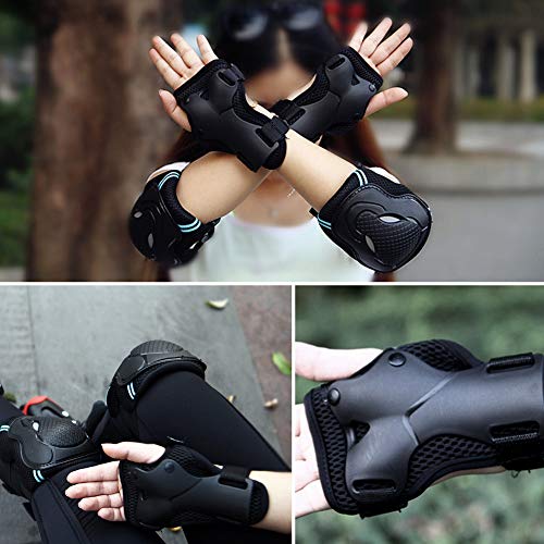 Huangou BMX Bike Knee Pads and Elbow Pads Wrist Guards Sports Protective Gear Safety Pad Safeguard Protective Gear Set for Biking, Riding, Cycling and Multi Sports Safety - Ship from US (M, Blue)