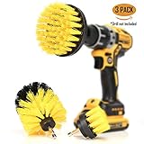 DRILL BRUSH 360 Original Attachments 3 Pack kit Medium- Yellow All Purpose Cleaner Scrubbing Brushes for Bathroom Surface, Grout, Tub, Shower, Kitchen, Auto,Boat,RV