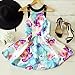 FANCYINN Women Floral Halter Neck Short Dress Backless Black Spaghetti Strap Aline Skater Mini Cocktail Dress L