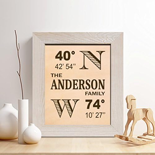 Personalized 3rd Leather Anniversary Gift for Him or Her, Leather Longitude Latitude Sign Print, Gifts for Husband and Wife