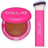 Doll 10 Peptide Bounce Balm Foundation™ with Buff & Bounce Brush – Hydrating, Age-Defying Foundation for Mature Skin, Clean, Vegan, Medium Buildable Coverage – Blurs Fine Lines – [Deep]
