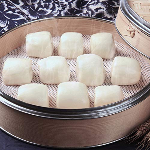 GUCUJI 4Pcs 8 inch Non stick Silicone Steamer Liners Mesh Mat Pad Steamed Buns Dumplings Baking Pastry Dim Sum Mesh