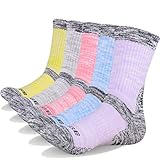 YUEDGE Women’s and Ladies Cotton Moisture Wicking Heavy Cushion Colorful Crew Casual Socks