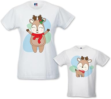 Idee Regalo Natale Bambino 9 Anni.Coppia Di T Shirt Donna Bambino Idea Regalo Di Natale Renne Bianche Donna M Bimbo 9 11 Anni Amazon It Abbigliamento