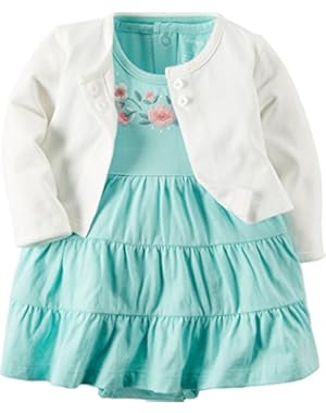 Carters Baby Girls Embroidered Flower Cardigan Set 24 Months Mint green/white
