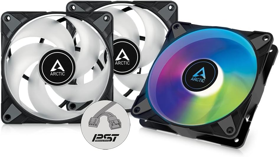 ARCTIC P12 PWM PST A-RGB 3 Pack 120mm PC Fan Static Pressure 200-2000 RPM