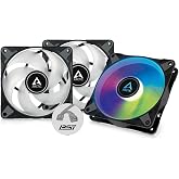 ARCTIC P12 PWM PST A-RGB (3 Pack) - PC Fans, 120mm PWM Case Fan Optimized for Static Pressure, Semi-Passive: 200&ndash;2000 RPM (0 RPM <5%), 5V 3 pin ARGB LED - Black