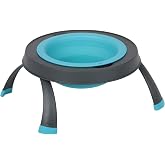 Dexas Pets Elevated Pet Feeder, Large, 4 Cup Capacity, Blue, Raised Pet Food and Water Bowl