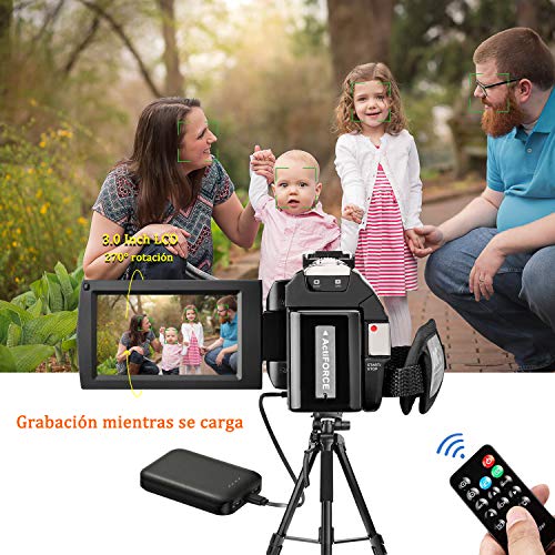 Videocmara-con-Control-Remoto-y-Dos-Bateras-Cmara-de-Video-Full-HD-1080P-30FPS-24MP-Pantalla-LCD-de-3-Pulgadas-Rotacin-270-Digital-Zoom-16X-Webcmara