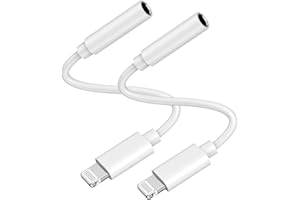FUHAYA [Apple MFi Certified] Apple Lightning to 3.5 mm Headphone Jack Adapter for iPhone, 2 Pack iPhone 3.5mm Headphone Aux Audio Converter Adapter Dongle Compatible with iPhone 14 13 12 11 XS XR X 8 iPad