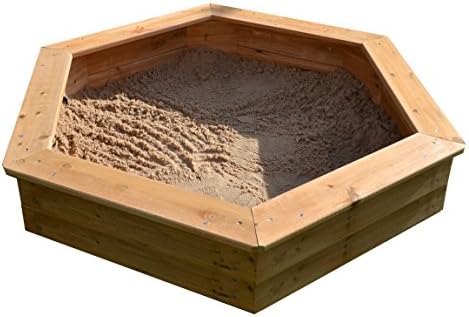 Garden Games 6403 Wooden Childrens Hexagonal Sandpit with Underlay and Sand Pit Cover 1.2 Metre