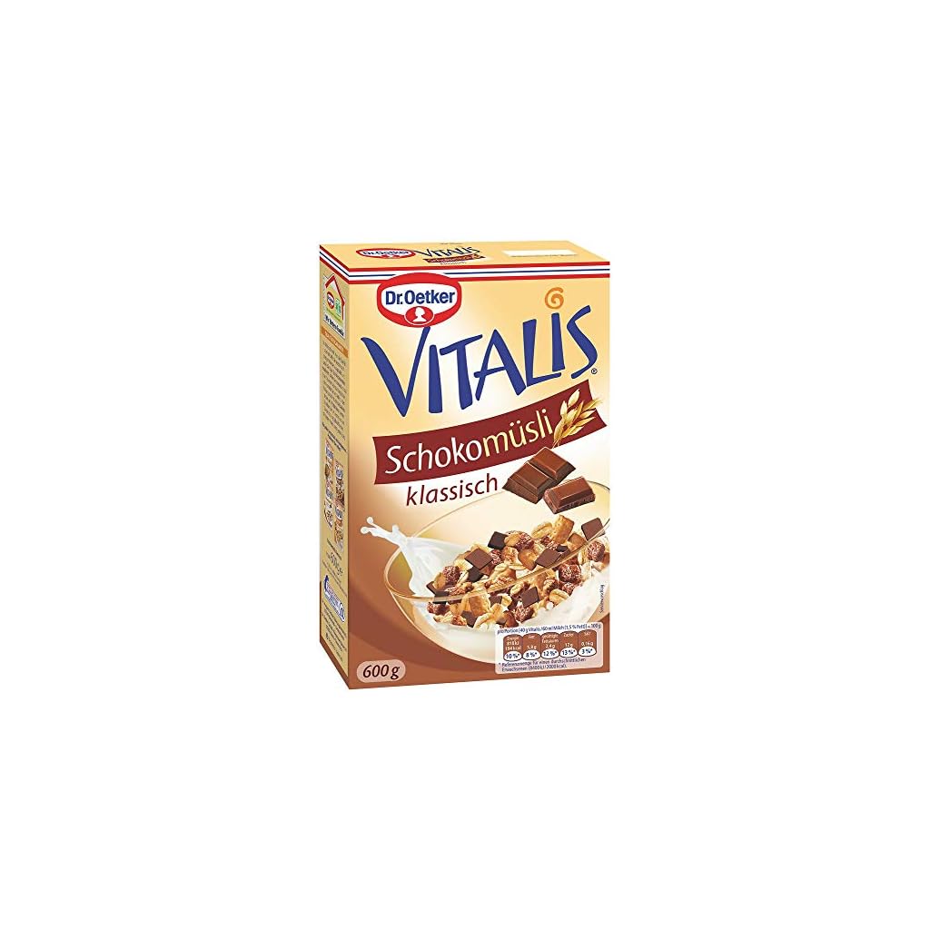 Dr. Oetker Vitalis Schoko Müsli klassisch, Frühstücksmüsli mit Vollmilch und Zartbitter