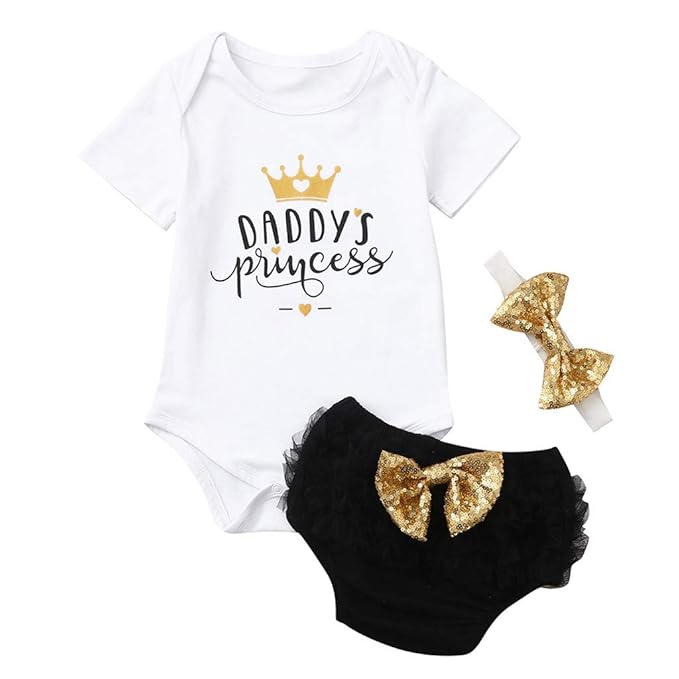 3pcs Cute Newborn Baby Girl Outfits Clothes Tops