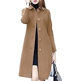 chouyatou Women's Fall Winter Elegant Single Breasted Long Wool Coat Overcoat