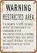 7 x 10 METAL SIGN - Warning Military Restricted Area - Vintage Look
