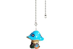 OMYZERO 12inches Ceiling Fan Pull Chain Lovely Romantic Mushroom House Pendant Ceiling Fan Light Covers Pull Chain Extension(Blue)