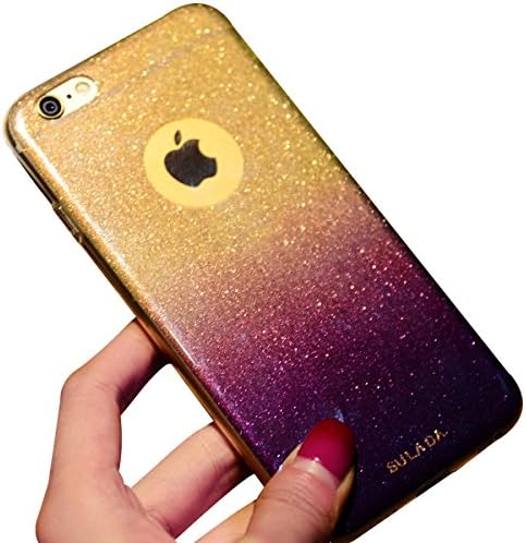 iPhone 6 Plus Case, Beauty shine Glitter Soft case Candy Soft TPU Gel Phone Cover Case Fashion Bright Soft Border Protective Back Cover for iphone 6/6s plus 5.5 inch (Purple)