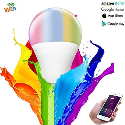 Smart Wifi LED Dimmable Light Bulb, 6.5w Equivalent A19 2700k Warm White, Smartphone Controlled Ambient Lamp  Night Light, Compatible with Alexa