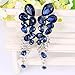 EVER FAITH Women's Austrian Crystal Gorgeous Bride Tear Drops Wedding Dangle Earrings Navy Blue Silver-Tone