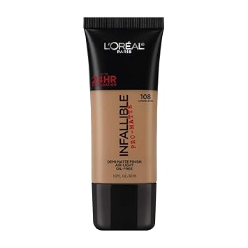 L'Oreal Paris Infallible Pro-Matte Foundation, Caramel Beige 108, 30g