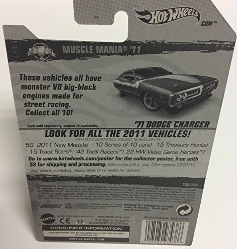 2011 Hot Wheels '71 Dodge Charger Teal #108/244